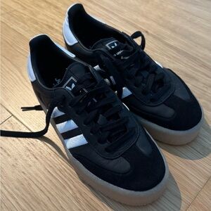 Adidas Black and White Athletic Shoes with Gum Sole